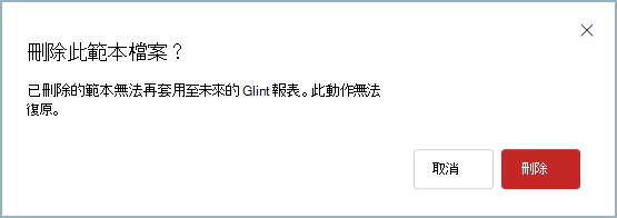 允許刪除範本的對話框螢幕快照。