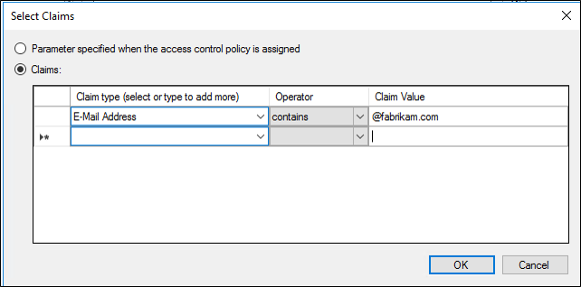 Screenshot that shows where to select the Claims option.