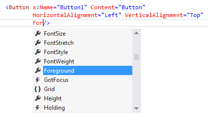 XAML 中的 Intellisense 第 1 部分