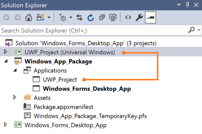 解決方案與 UWP 專案