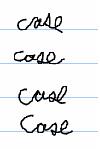 顯示手寫「case」 一字之困難之影像