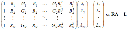 Shows a matrix equation for L.