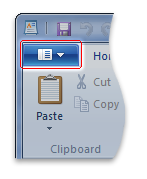 windows 7 的文字板應用程式功能表按鈕螢幕快照。