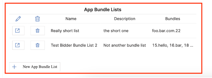 Screenshot that explains the app bundle list.